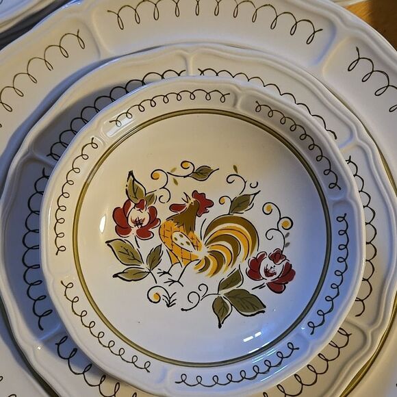 Vintage Mikasa Terra Stone Heritage 7125 Rooster Plate Cup Mug Dinnerware Set 32 - Picture 5 of 16